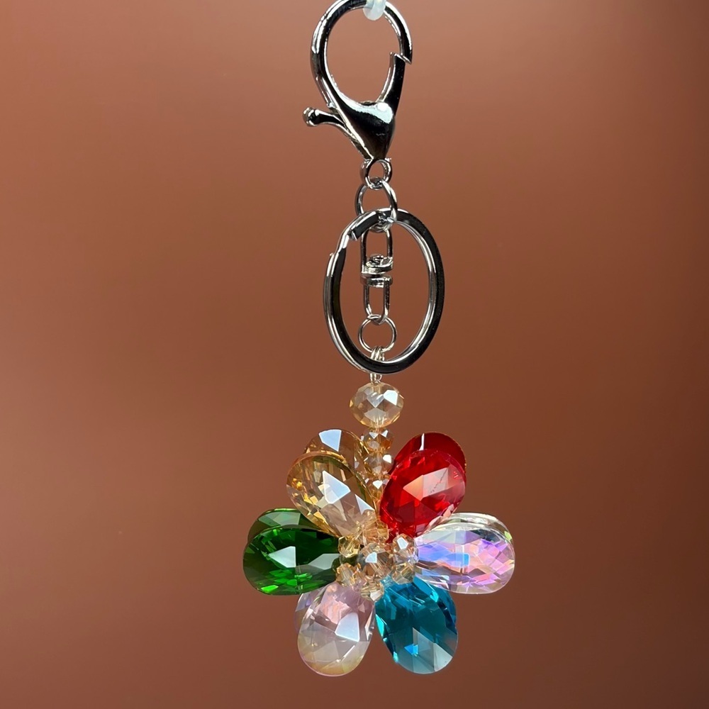 Sparkling Multicolored Crystal Flower Keychain/Bag Charm
